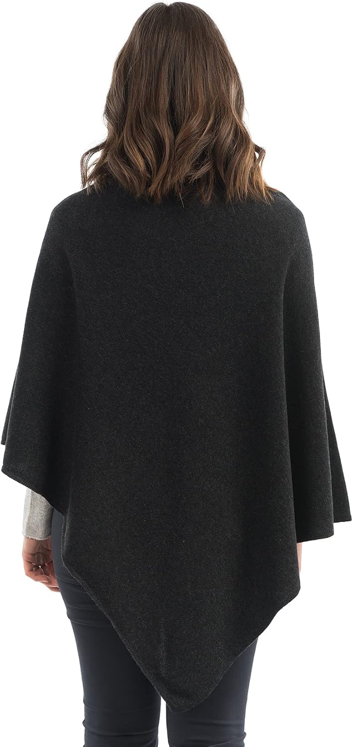 Dalle Piane Cashmere - Poncho aus Kaschmir-Gemisch - Made in Italy - Damen Einheitsgrösse Anthrazit,