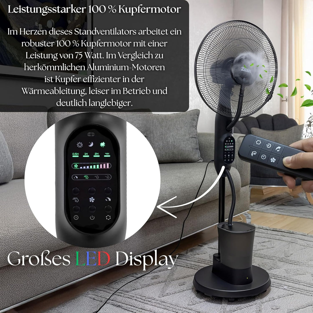 3in1 Standventilator mit Wasserkühlung sehr leise - Mobile Klimaanlage ohne Abluftschlauch -Verdunst