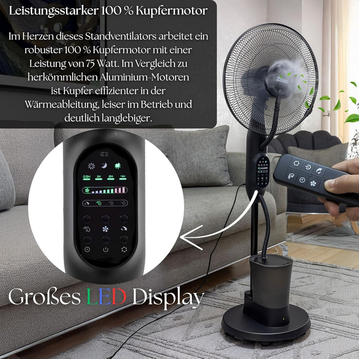 3in1 Standventilator mit Wasserkühlung sehr leise - Mobile Klimaanlage ohne Abluftschlauch -Verdunst