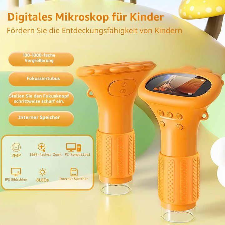 Handy-Mikroskop für Kinder, 1000X Tragbares Taschenmikroskop, Digitales Mikroskop mit 2,0" IPS-Bilds