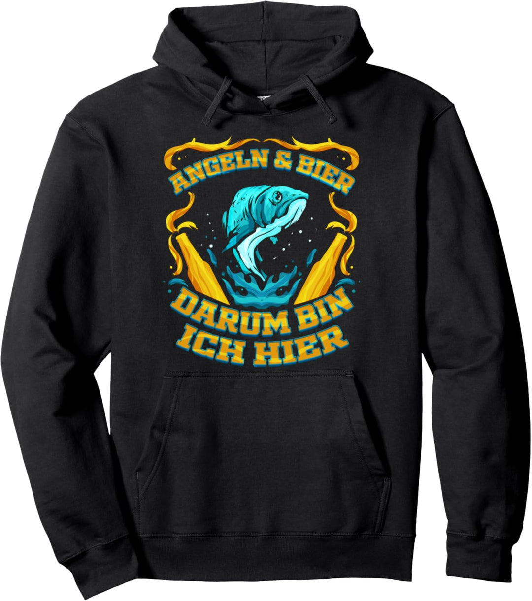 Angeln und Bier Geschenk für Angler Angelverein Angelurlaub Pullover Hoodie