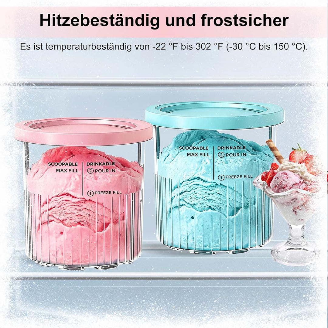 Xylota 4 Stück für Ninja Swirl Creami Deluxe Behälter, Eisbehälter mit Farbige Deckeln Kompatibel mi