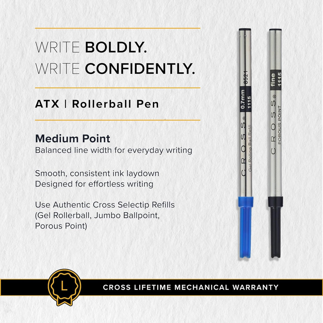 Cross ATX Rollerball (Schreibfarbe schwarz, Strichstärke M, inkl. Geschenkbox) blau-lack transluzent