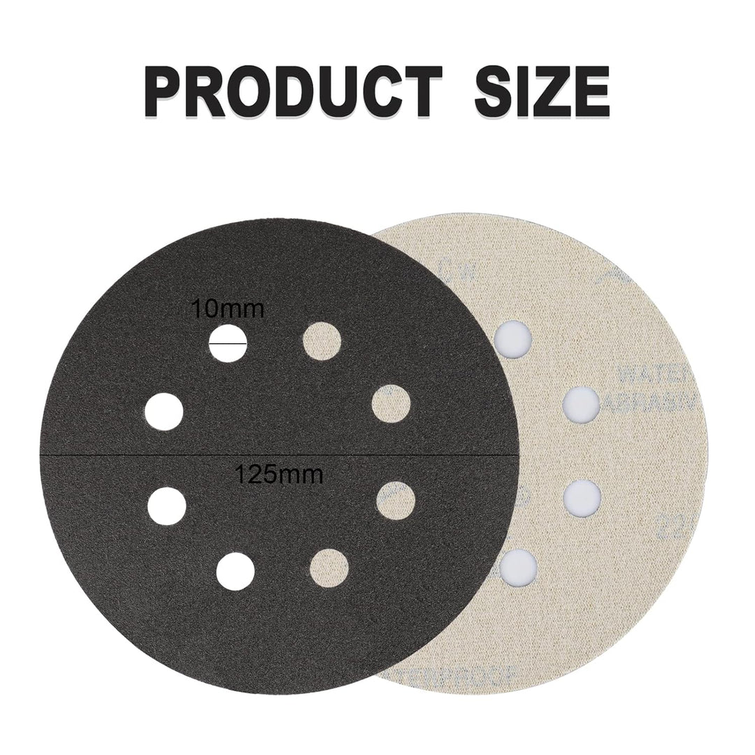 Wanmutrun125MM schwarzes Schleifpapier Klett 90 Stück,10X220/240/400/600/800/1000/1500/2000/3000 Mis