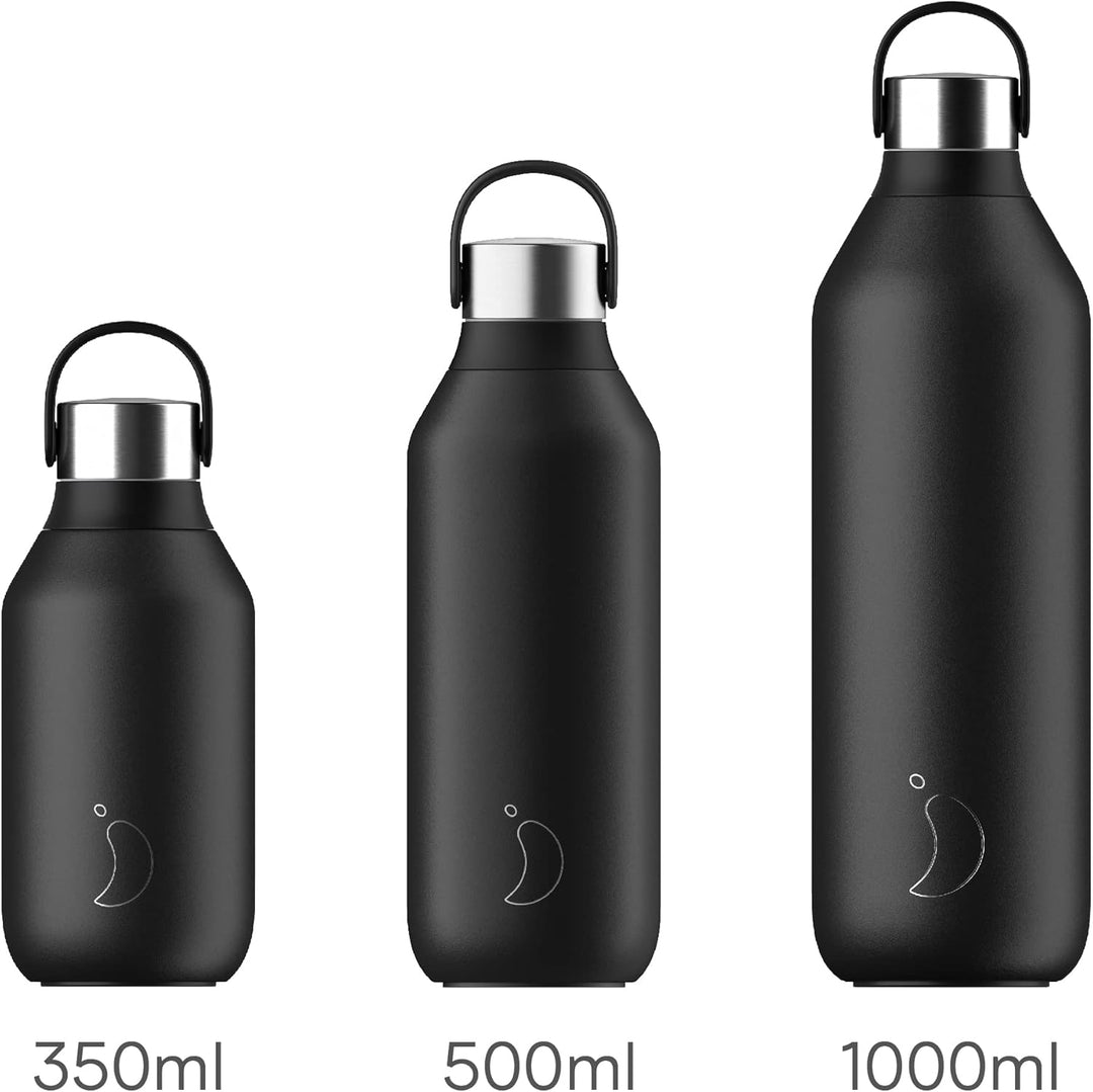 Chilly's Series 2 Trinkflasche - Isolierflasche aus Edelstahl mit Soft-Touch-Kragen & Trageschlaufe