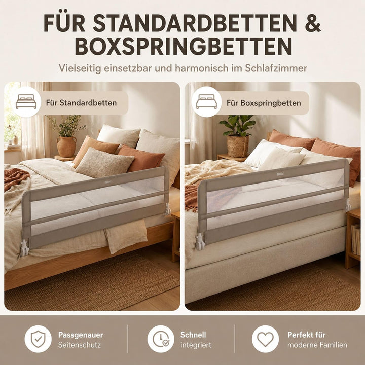 Fillikid Bettgitter Lina XL 180 x 50 cm Exklusiv | Rausfallschutz Bettschutzgitter für Kinderbett &amp;