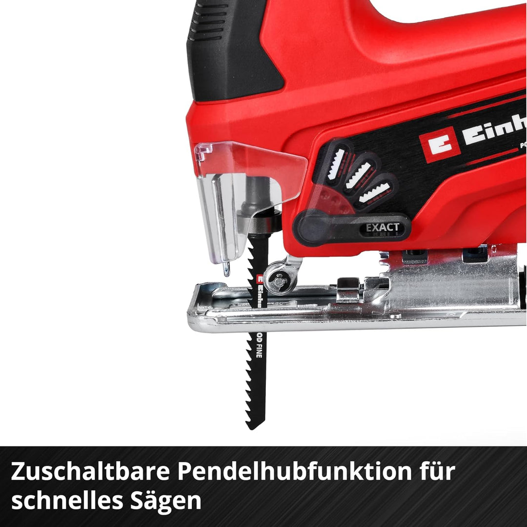 Einhell Akku-Stichsäge TC-JS 18 Li Power X-Change (Li-Ion, 18V, 20 mm Hubhöhe, max. 45° Schrägschnit