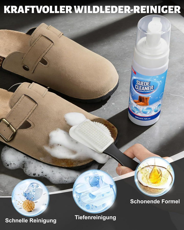 Jevvu Wildleder Reiniger Set mit Imprägnierspray, Wildlederbürste &amp; Mikrofasertuch, Schuhpflege Set