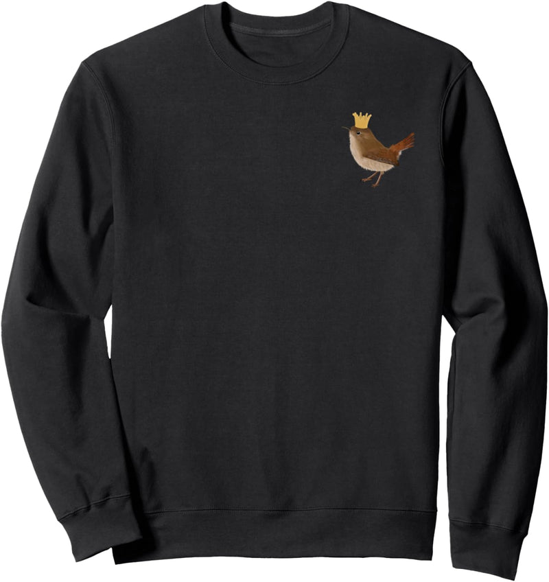 Zaunkönig mit Krone Vogel Zeichnung Geschenk Frauen Mädchen Sweatshirt