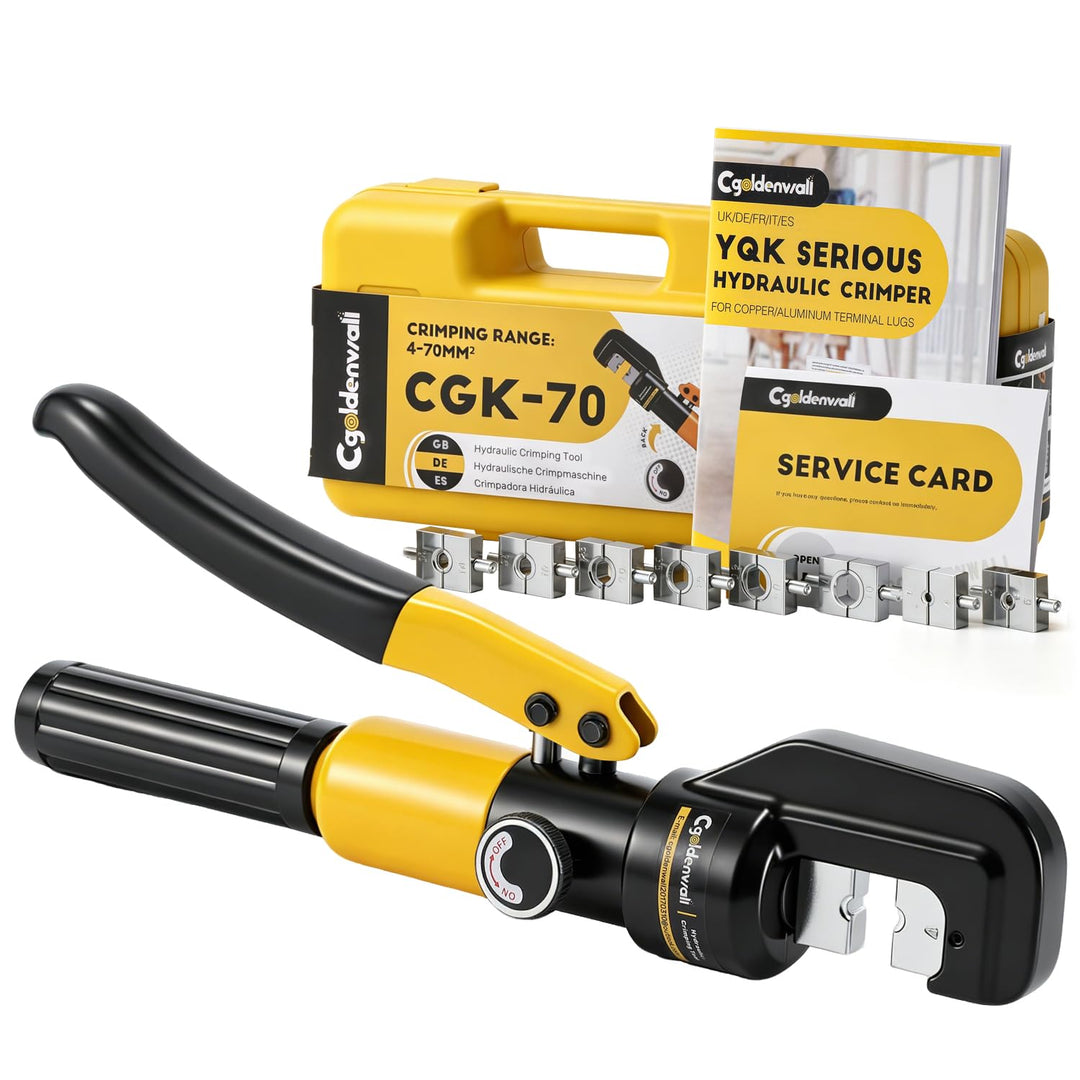 CGOLDENWALL 10T Hydraulische Crimpzange mit 9 Sätzen der Crimpformen 4-70 mm² für Kupfer-Aluminium-K