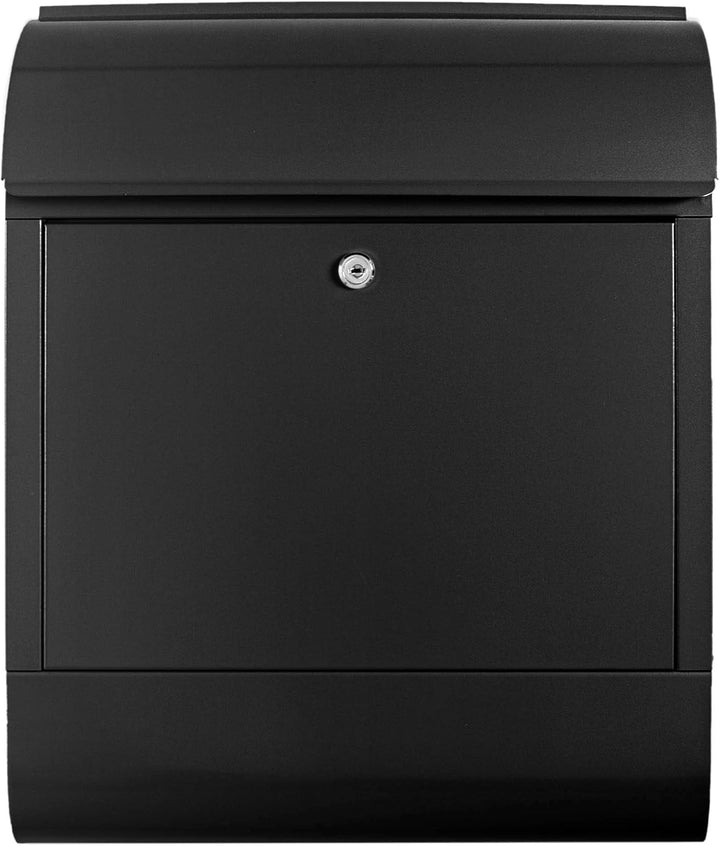 banjado Design Briefkasten schwarz Stahl mit Zeitungsfach - 39x47x13cm gross mit 2 Schlüssel - Brief