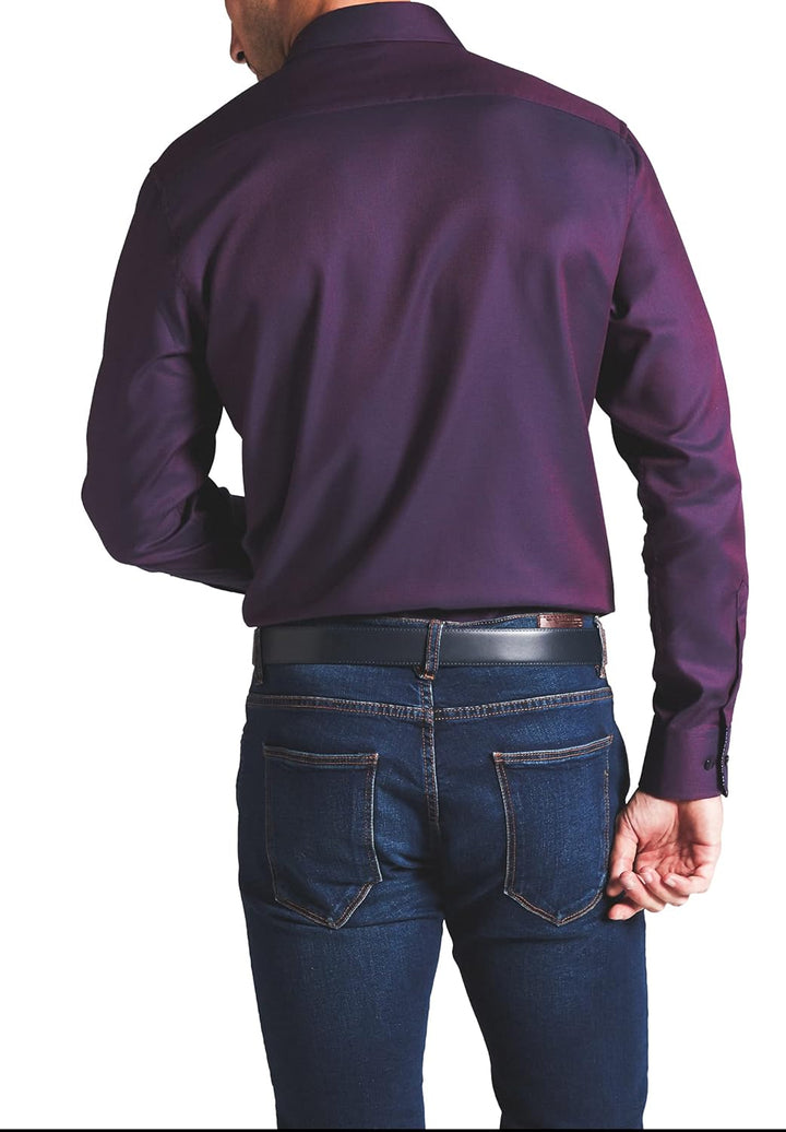 eterna Langarm Hemd Modern Fit Twill strukturiert 41 Weinrot, 41 Weinrot