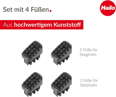 Hailo Leiter-Fuss-Set - Ersatzfüsse für Hailo Trittleitern wie L20, L40, L50 und L60-35 x 20 mm Holm