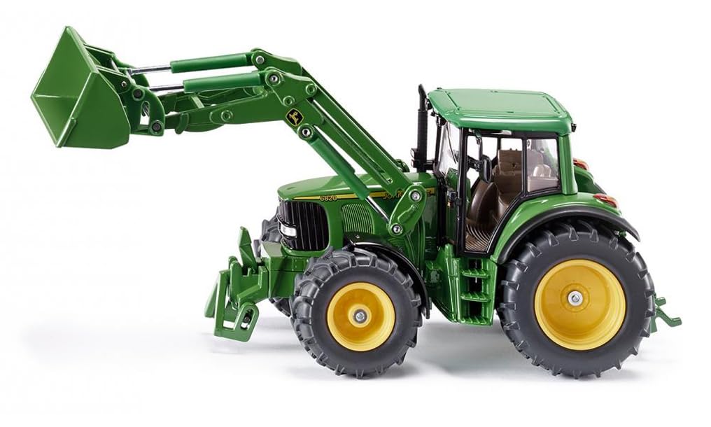 siku 3652, John Deere Traktor mit Frontlader, 1:32, Metall/Kunststoff, Grün, Beweglicher Frontlader,