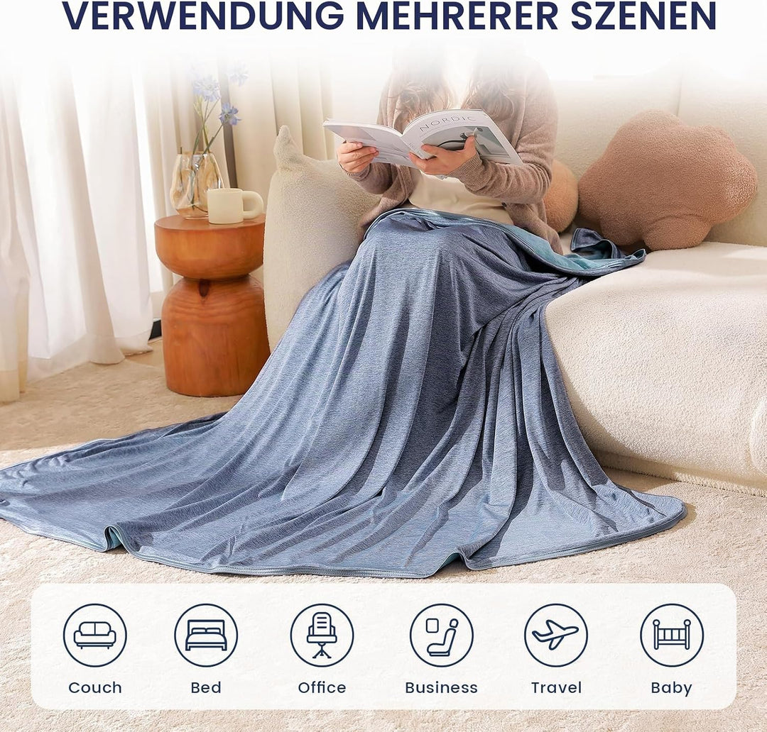 Kühldecke gegen Nachtschweiss, Sommerdecke Kühlwurf für Heiss schlafende Personen, Q-Max > 0,45 Kühl