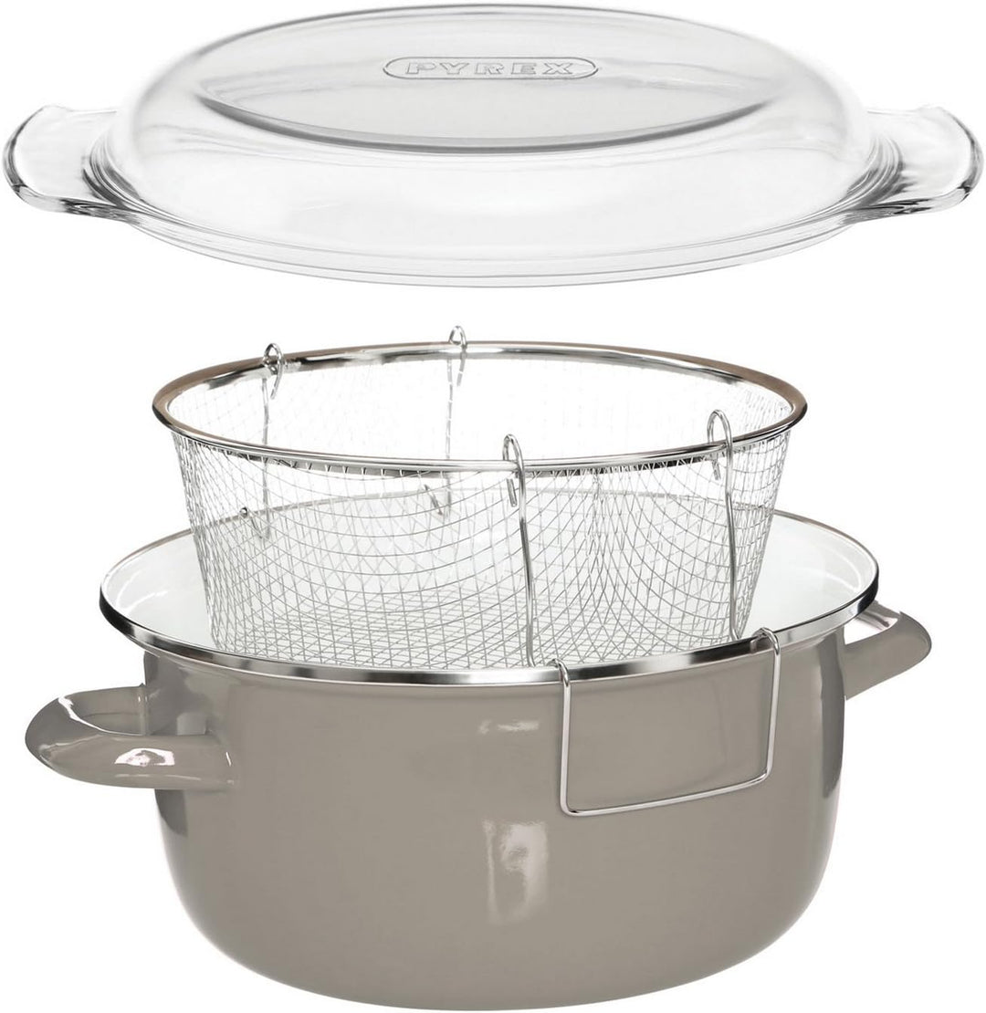 Premier Housewares 0102117 Fritteuse, Glas, Metall, 5 liters, grau, H16 x W33 x D27cm Grau Fritteuse