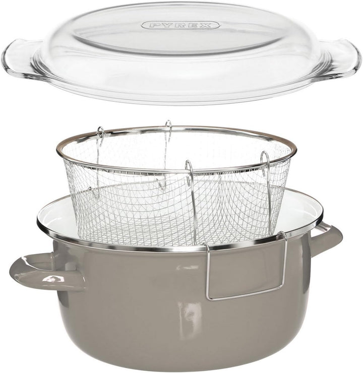 Premier Housewares 0102117 Fritteuse, Glas, Metall, 5 liters, grau, H16 x W33 x D27cm Grau Fritteuse