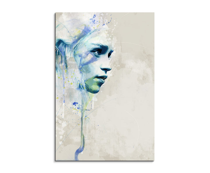 Game of-Thrones Khaleesi Aqua 90x60cm - Splash Art Paul Sinus Wandbild auf Leinwand - Malerei, Kunst