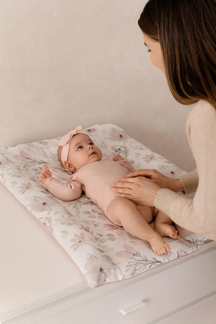 BABEES Wickelauflage Wickelunterlage 75x75 cm 100% Baumwolle Mädchen Junge Baby Kinder zweiseitig (M