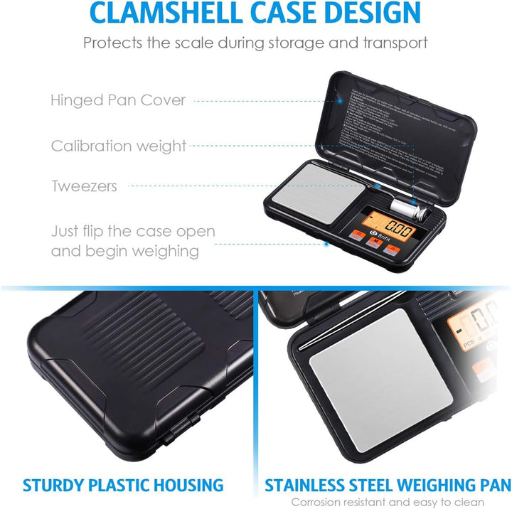 Brifit Feinwaage 0.01g, 200g /0,01g Digitalwaage, Taschenwaage, Goldwaage, Präzisionswaagen mit Tara