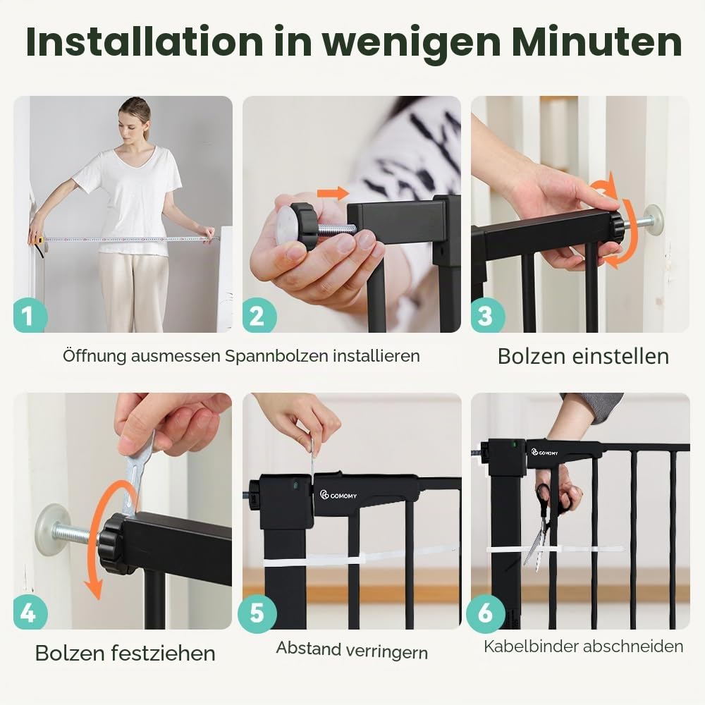 COMOMY 75 – 110 cm Sicherheitsbarriere für Kinder, Sicherheitsbarriere für Hunde, automatisches Schl