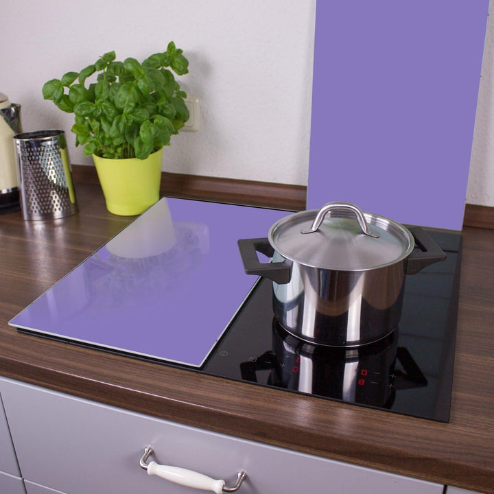 banjado® Herdabdeckplatte Glas 2-teilig je 30x52 cm/Schneidebrett Herdabdeckung mit Motiv Lavendel/H