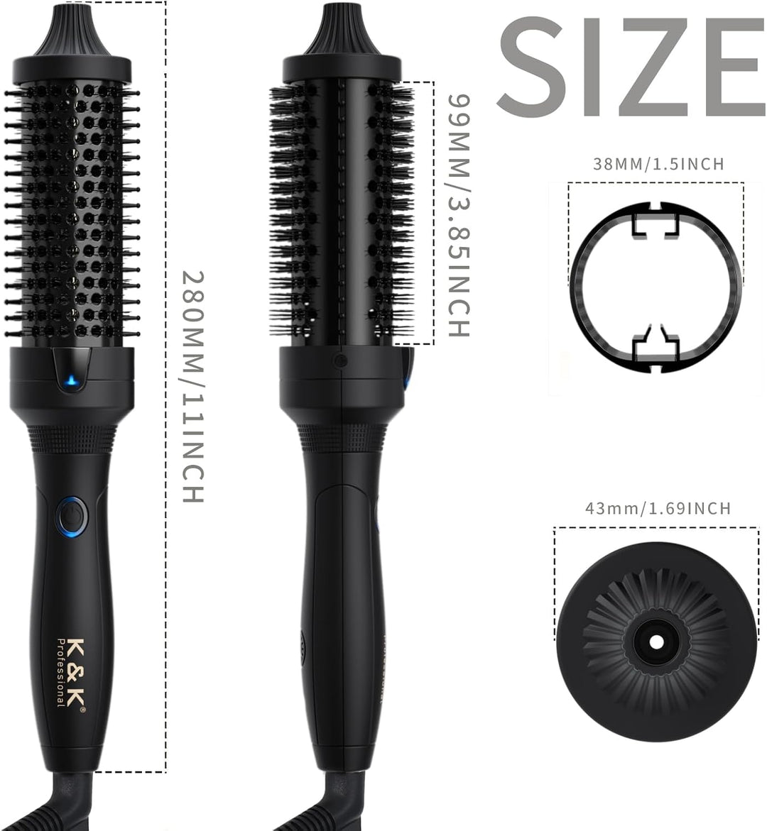 K&K Thermobürste, 1.5 Inch Beheizte Rundbürste, Professioneller Beheizter Lockenwickler Keramik Turm