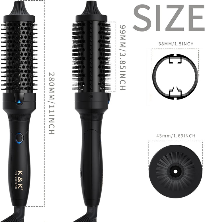 K&K Thermobürste, 1.5 Inch Beheizte Rundbürste, Professioneller Beheizter Lockenwickler Keramik Turm