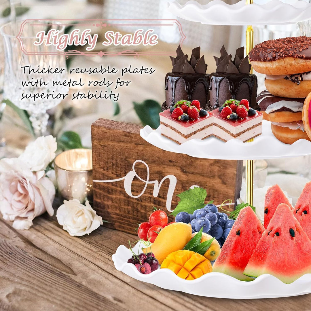 PIPITA Cupcake-Ständer-Set, 2-stöckige Turmhalter und 3 Serviertabletts, Party- und Event-Tischdekor