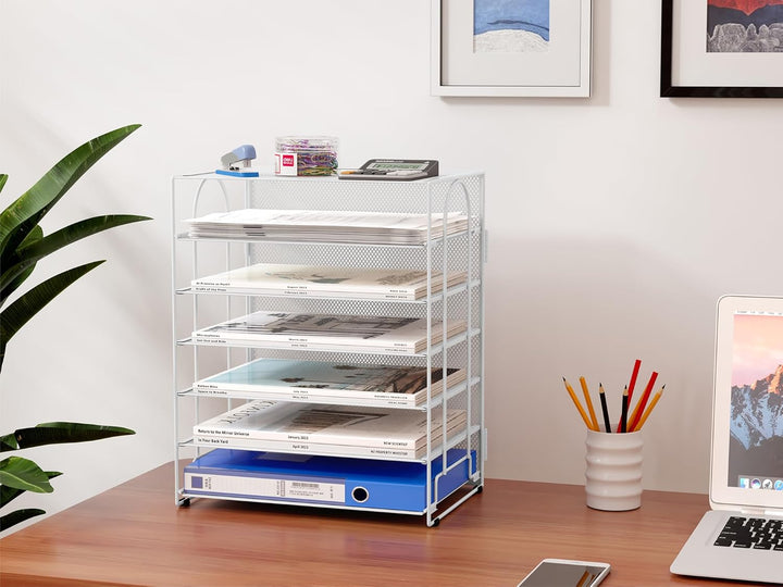 EasyPAG 6 Fächer A4 Metall Büro Schreibtisch Organizer Dokumentenhalter Aktenablage Zeitschriftenhal