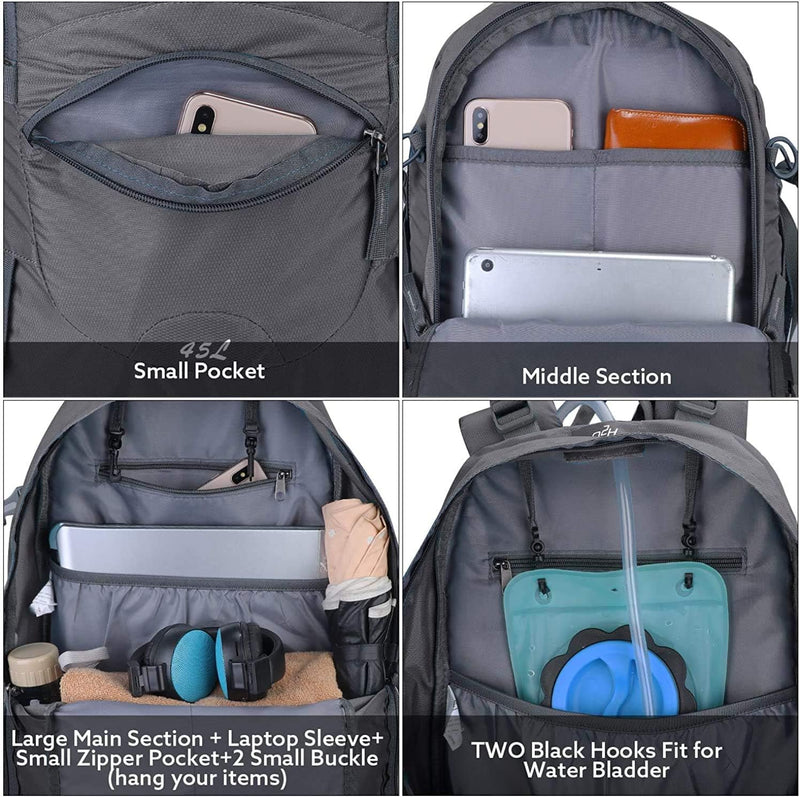 G4Free 45L Wanderrucksäcke mit Regenschutz Wasserdicht Trekkingrucksack Reiserucksack Outdoor Campin
