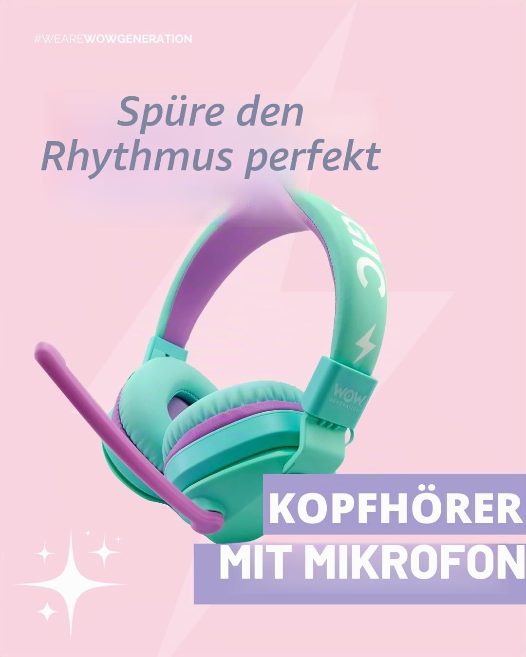 Bluetooth Kopfhörer mit Mikrofon, WOW Generation