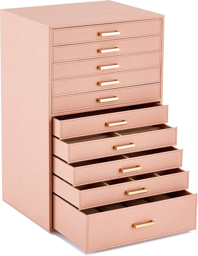 Mondeer Extra Grosse Schmuckschatulle, Schmuckschatulle Organizer für Halskette Ohrringe Armbänder R