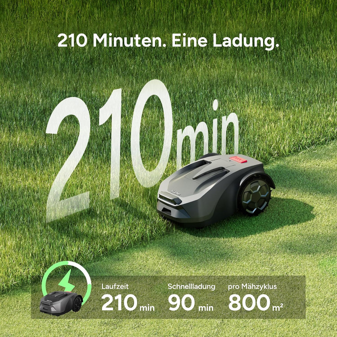 iGarden R35 Mähroboter ohne Begrenzungskabel für 800 m², 210 Min. extra Lange Laufzeit, präzise Navi