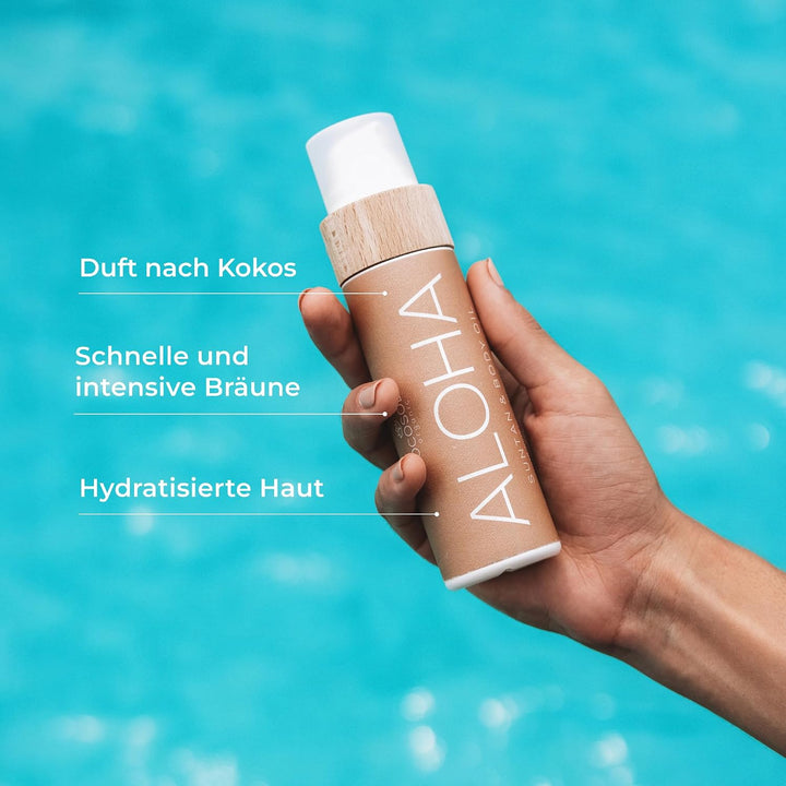 COCOSOLIS ALOHA Bräunungsbeschleuniger – Bio-Bräunungsöl mit Vitamin E &amp; Duft nach Kokos für schnell