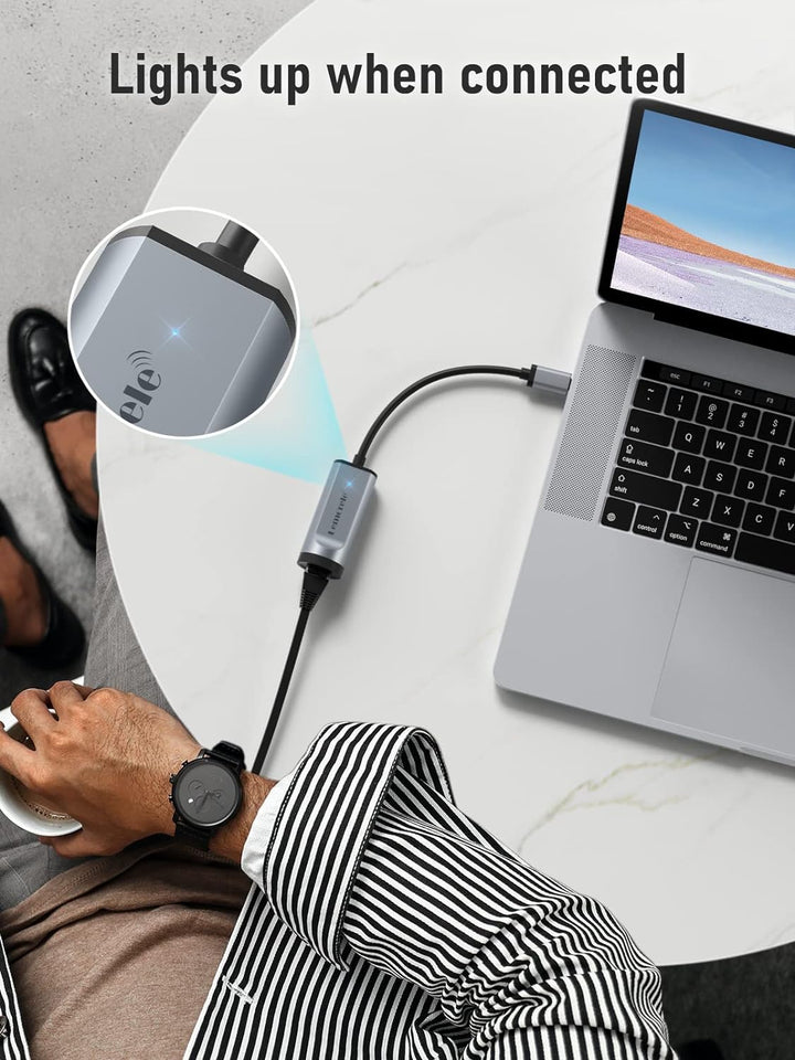 USB C auf Ethernet Adapter, Lemorele Thunderbolt 3/Typ C auf RJ45 Gigabit Ethernet LAN Netzwerk Adap