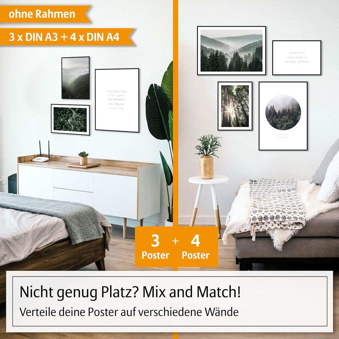 Hyggelig Home Premium Poster Set - 7 passende Bilder im stilvollen Set - Collage Bild Wand Deko - Se