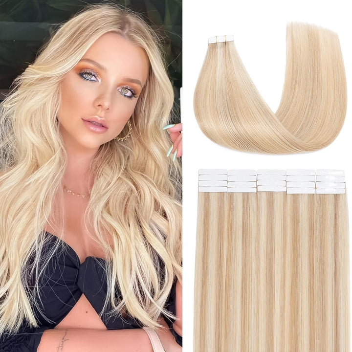 Benehair Tape in Extensions Echthaar, Invisible Tape Extensions Echt Haar, 20Pcs 30g Haarverlängerun