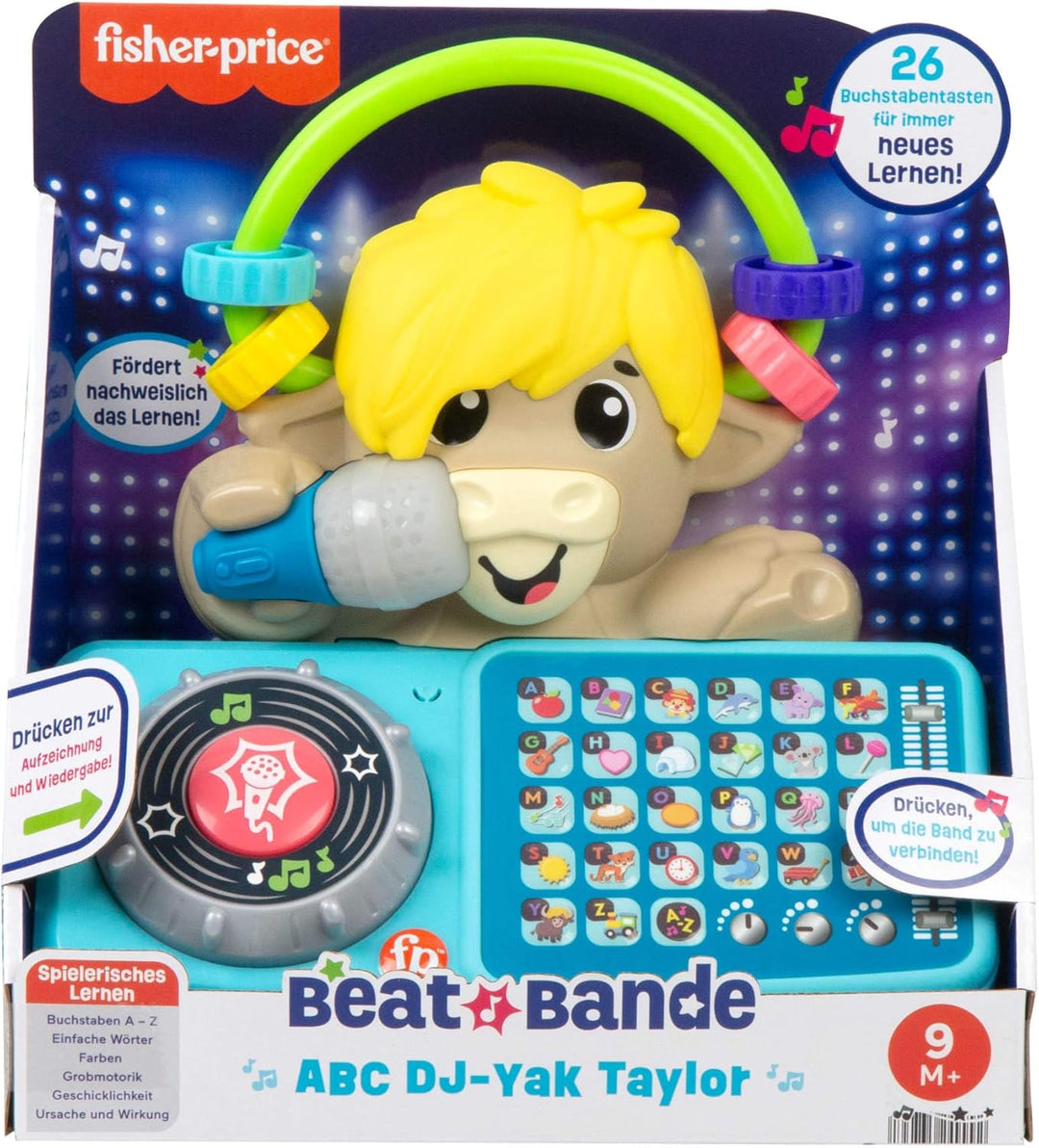 Fisher-Price Lernspielzeug für Babys und Kleinkinder, Beat Bande ABC DJ-Yak Taylor mit interaktiver