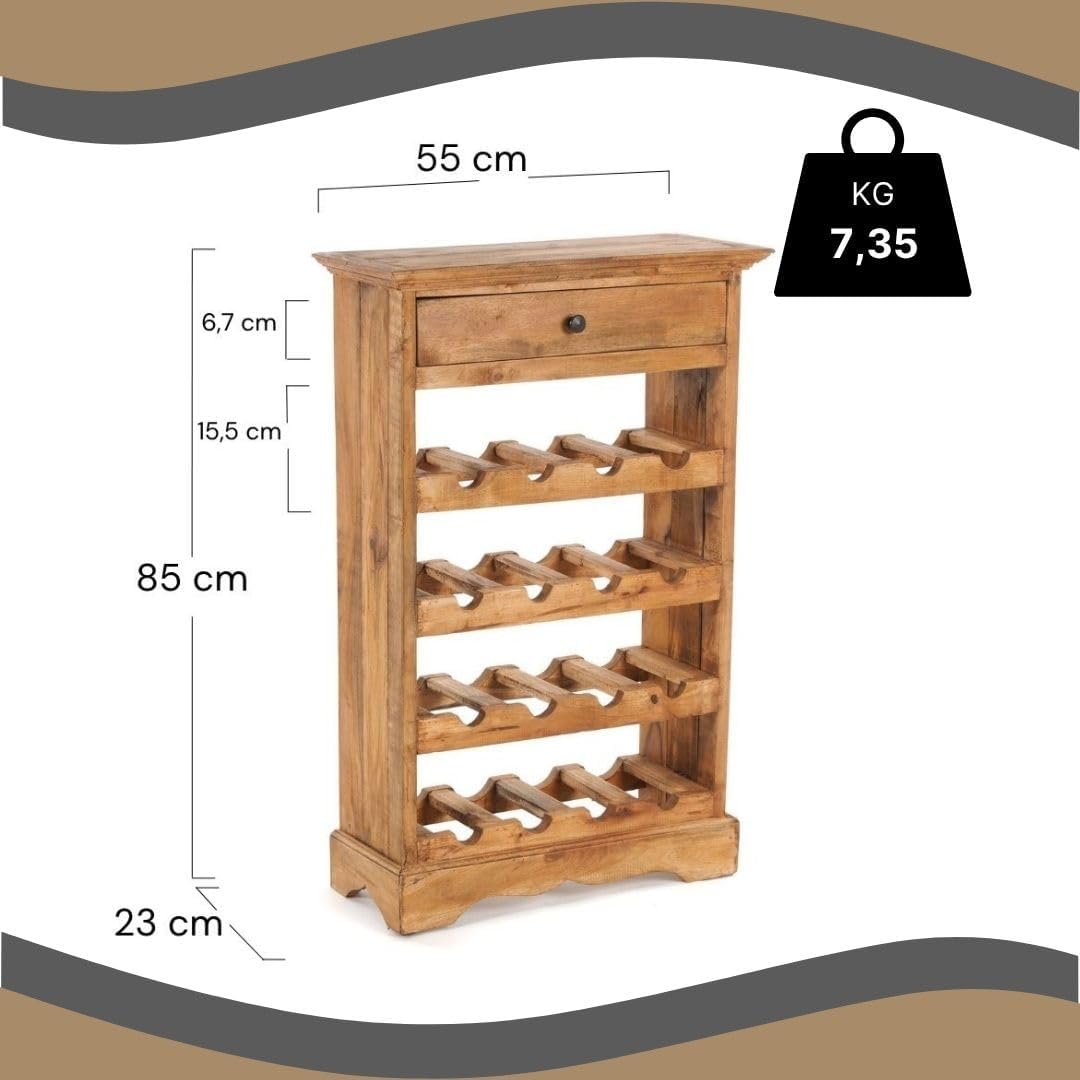 DESIGN DELIGHTS rustikales WEINREGAL Cortez 85 | 85x55cm(HxB) Massivholz | Flaschenregal, Weinflasch
