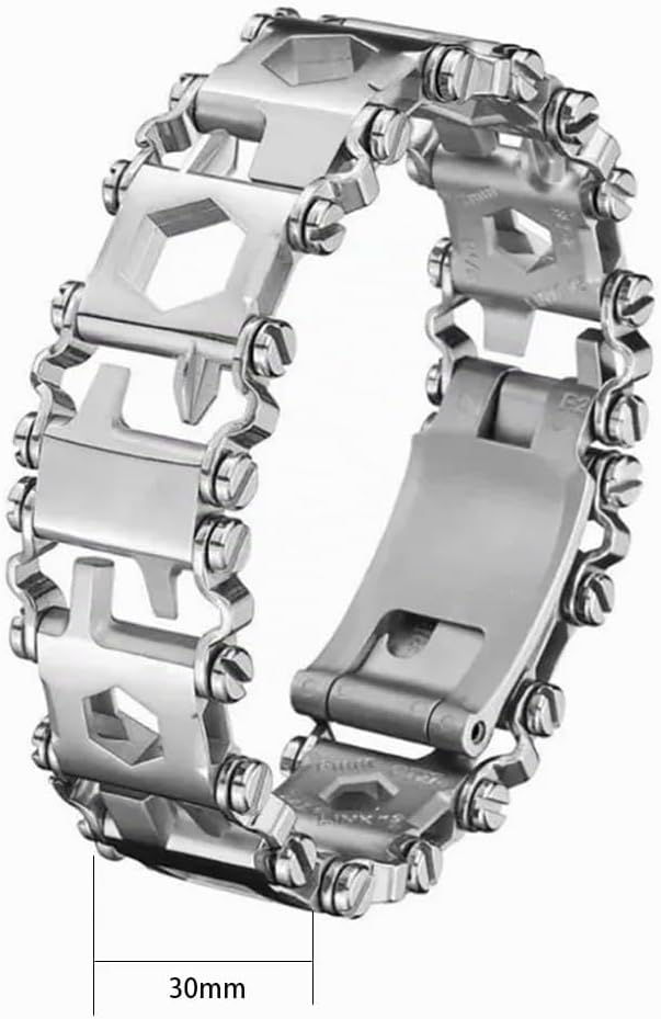 Multitool-Armband für Herren – 29-in-1-Multifunktionsarmband aus Edelstahl, reisefreundlich, geeigne