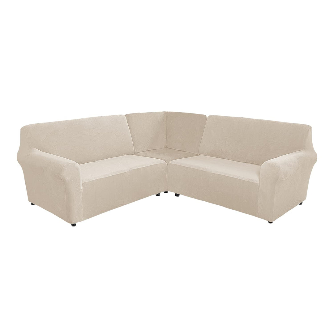 MINGPINHUIUS Sofabezug L Form Stretch Sofabezug aus Samt für 5 Sitzer Ecksofa, Anti Rutsch Sofa Über