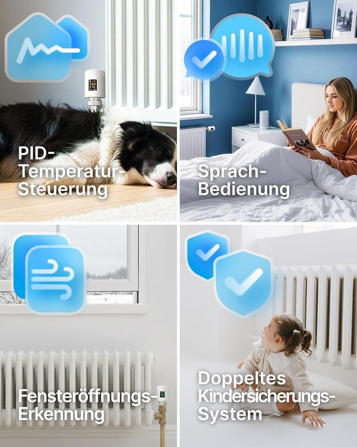 WLAN Heizkörperthermostat TRV901W – Smart Heizungsthermostat mit App & Alexa, Thermostat Heizung ohn