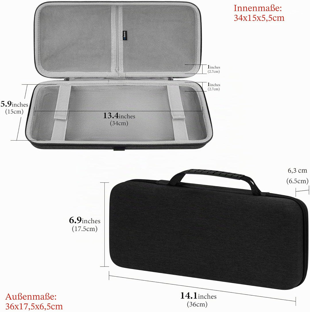Geekria 75% - 80% Keyboard Case Hard Travel Case for 84 Keys Computer Wireless Portable Keyboard Com