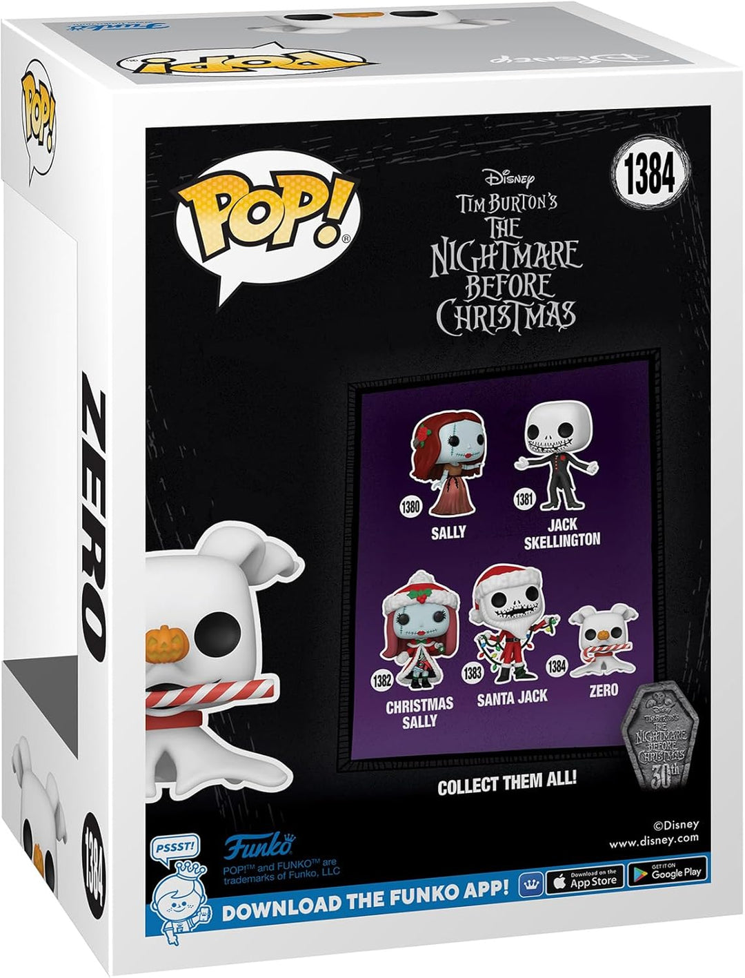 Funko Pop! Disney: The Night Before Christmas 30th - Zero mit Candycane - The Nightmare Before Chris