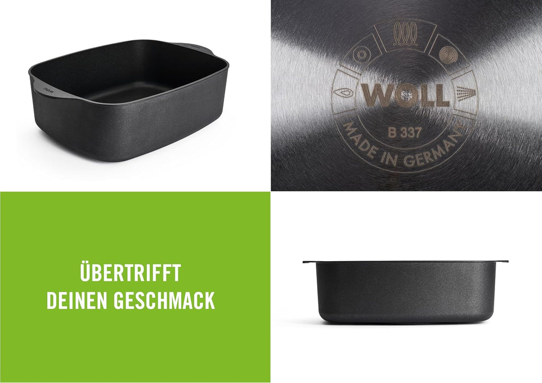 WOLL – Diamond Logic XR Bräter 31 x 26 cm mit 2 Griffen & abnehmbarem Stiel – Induktion Aluguss-Brät