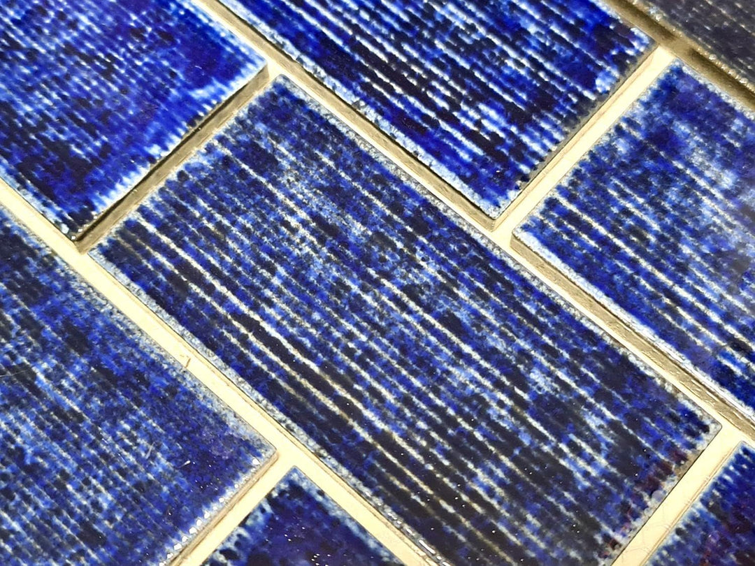 Keramik Mosaikplatte Verbund blau glänzend 10 Matten