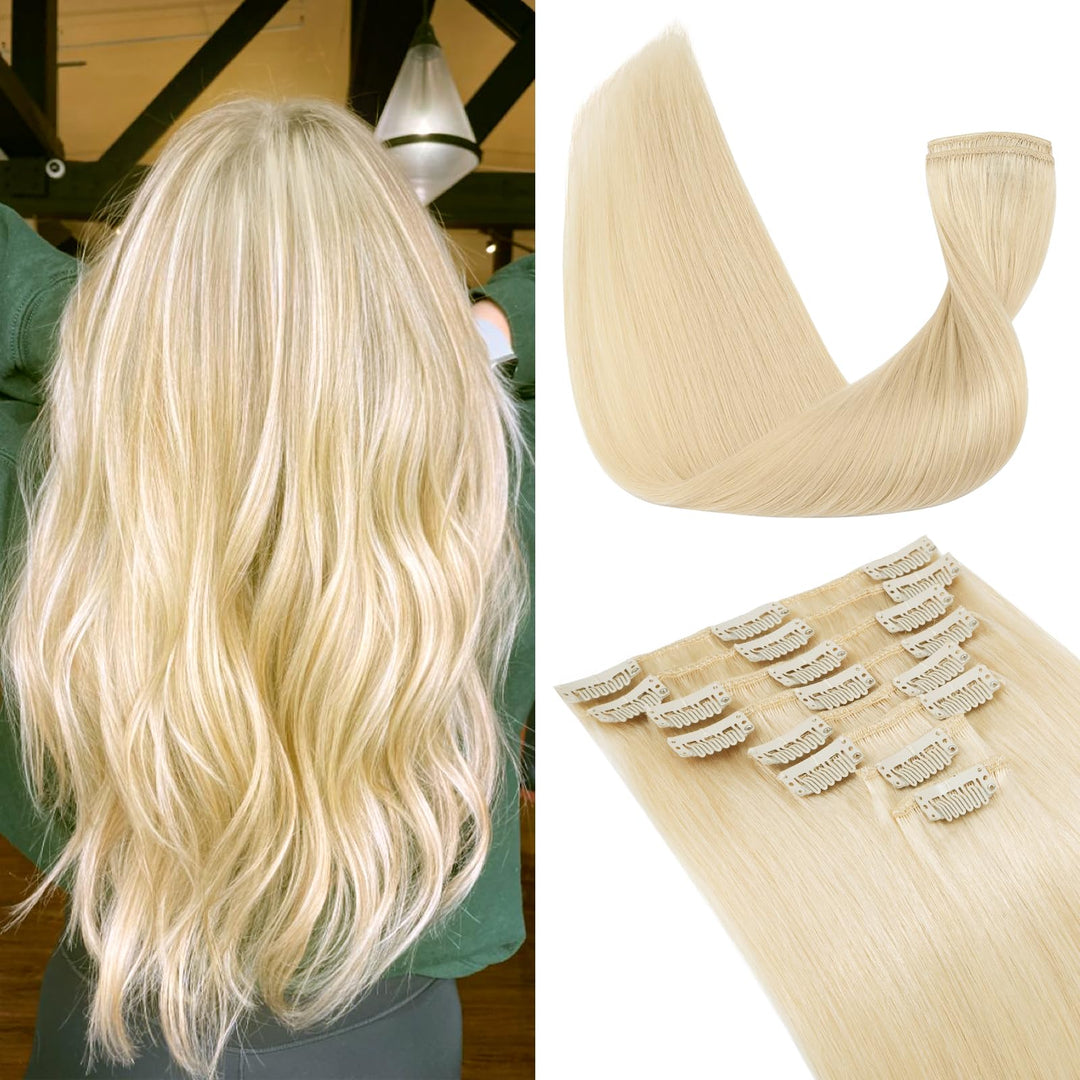 TESS Clip in Extensions Echthaar, 8pcs Clip in Haarverlängerung Remy Echt Haare Natürliche 18 Clips