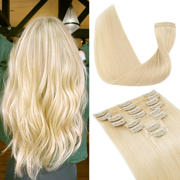 TESS Clip in Extensions Echthaar, 8pcs Clip in Haarverlängerung Remy Echt Haare Natürliche 18 Clips