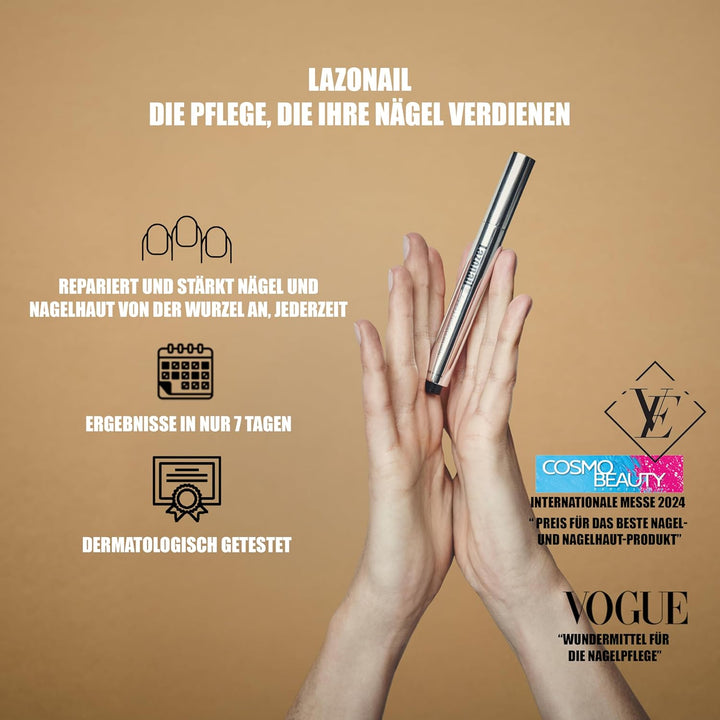 Lazonail®: Umfassende Pflege für Nägel und Nagelhaut | Nagelhärter in 30 Minuten | Erhöht Glanz und